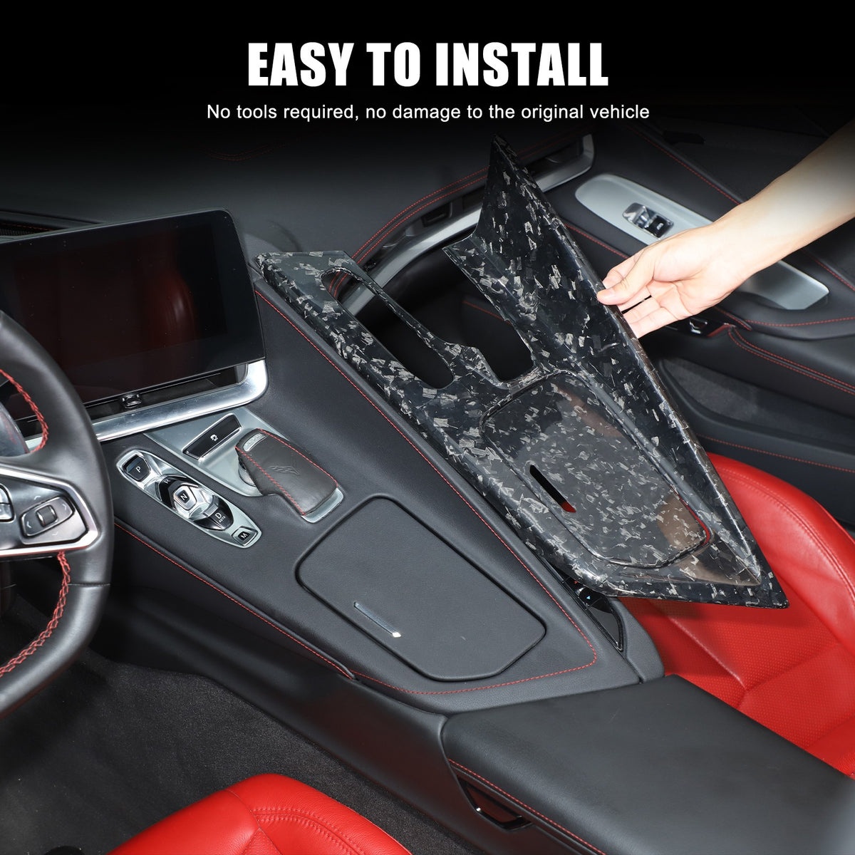Forged Real Carbon Fiber Center Gear Shift Panel Trim For Corvette C8 2020+ 10