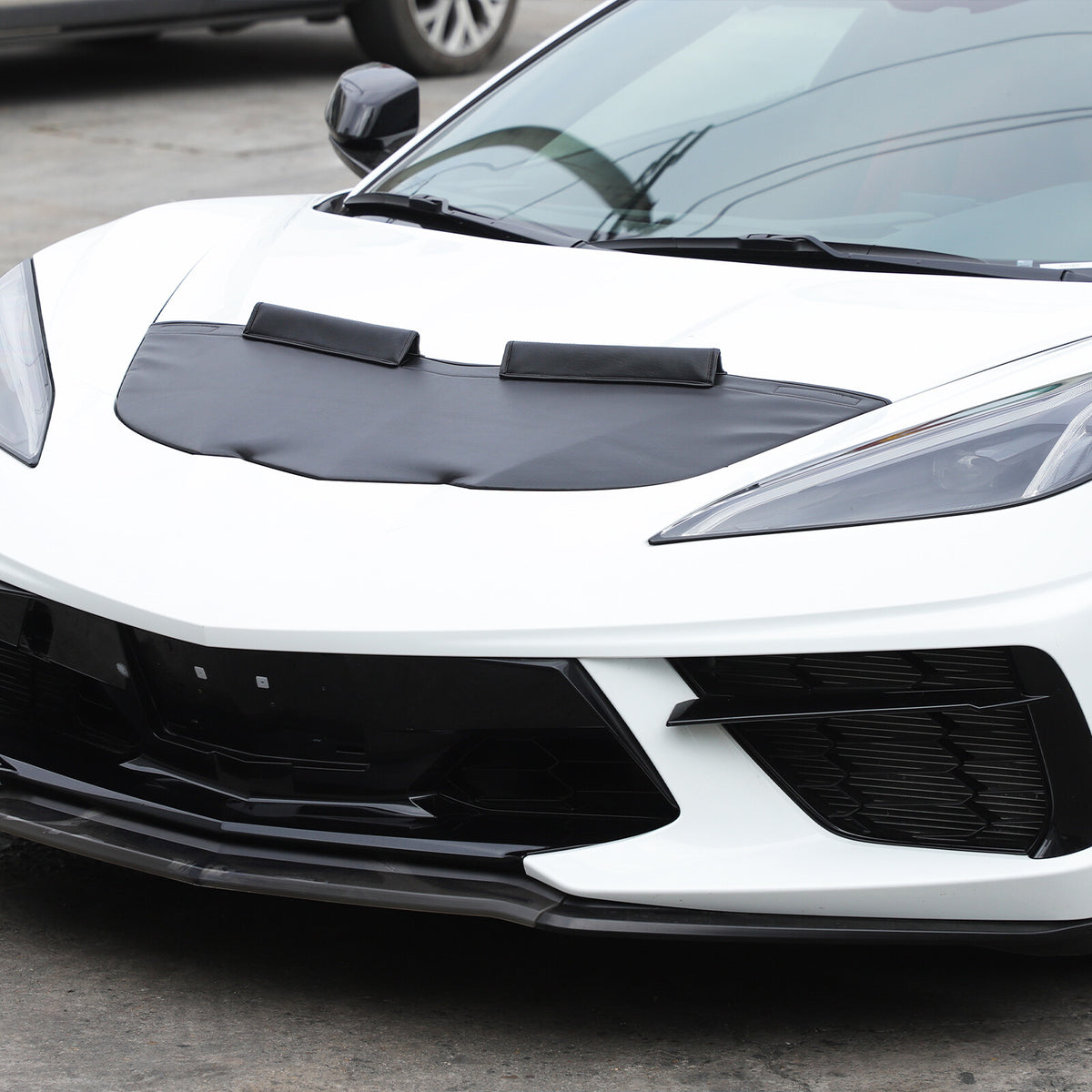 PU Leather Car Bonnet Hood Bra Wind & Bug Deflectors For Corvette C8 2020-26 US 21