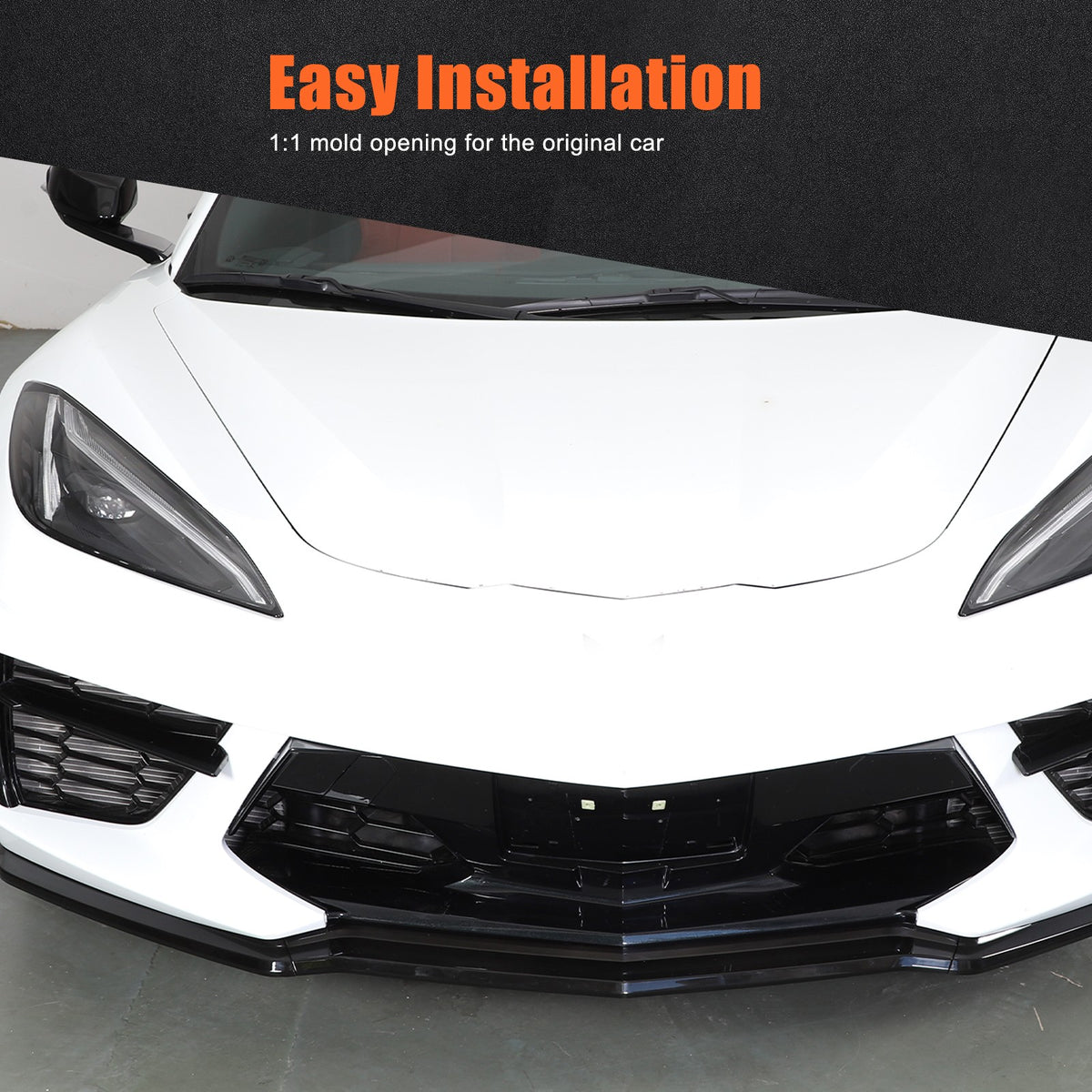 Replacement Black Front Bumper Lip Kit Splitter Exterior For Corvette C8 20+ US 21