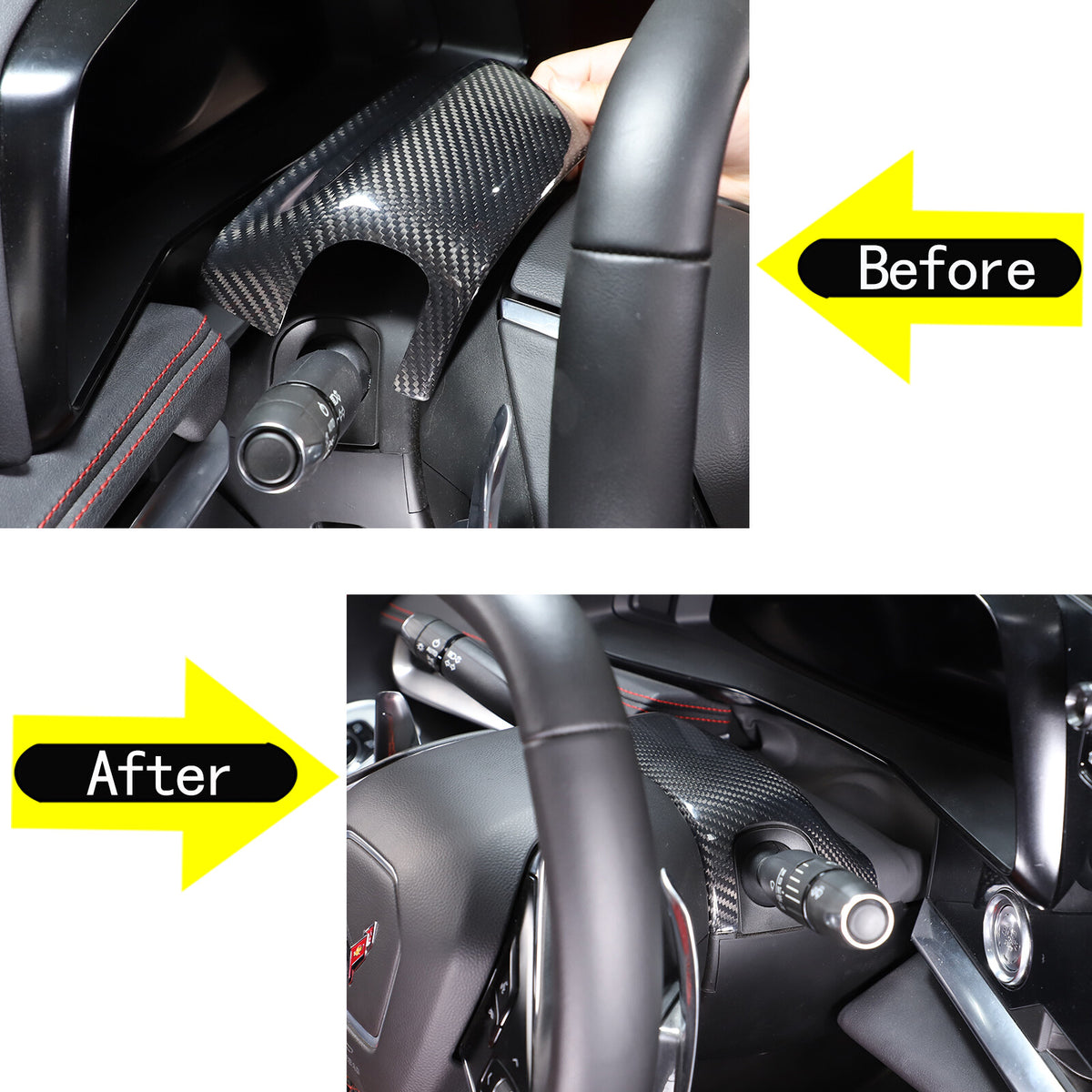 Real Carbon fiber Steering Wheel Upper & Lower Base Cover For Corvette C8 20-26 17