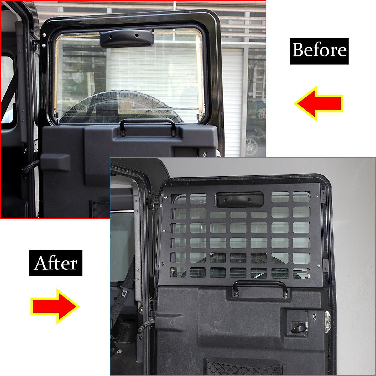Tailgate Rear Window Trunk Storage Molle Panel For LR Defender 90 110 2004-2019 8