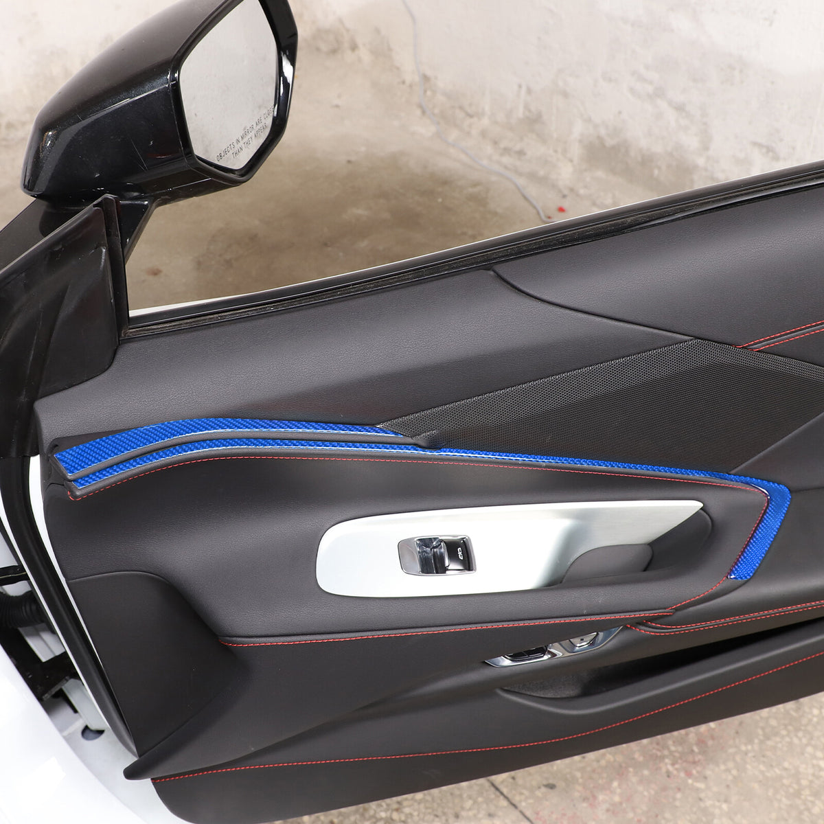 Blue Carbon Fiber Interior Door Panel Trim Sticker Strip For Corvette C8 2020-25 8