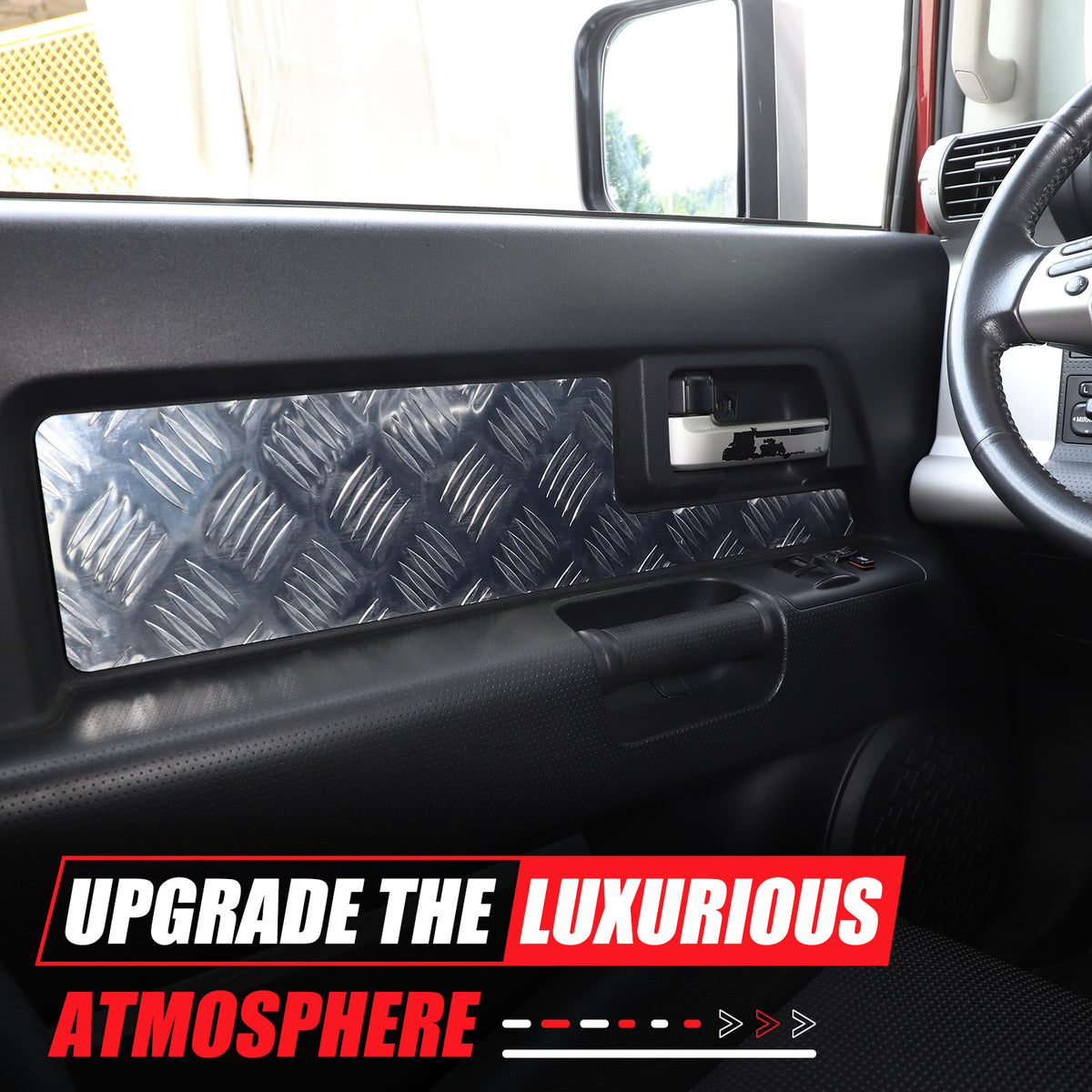 Silver Alloy Interior Car Door Panel Cover Trim For 2007-22 Toyota FJ Cruiser 11