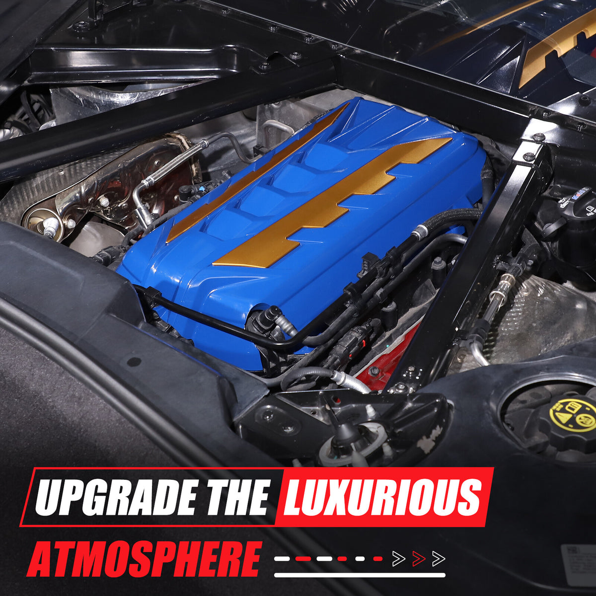 Blue Engine Bay Panel Cover Trim in Edge Yellow For Corvette C8 2020-26 6