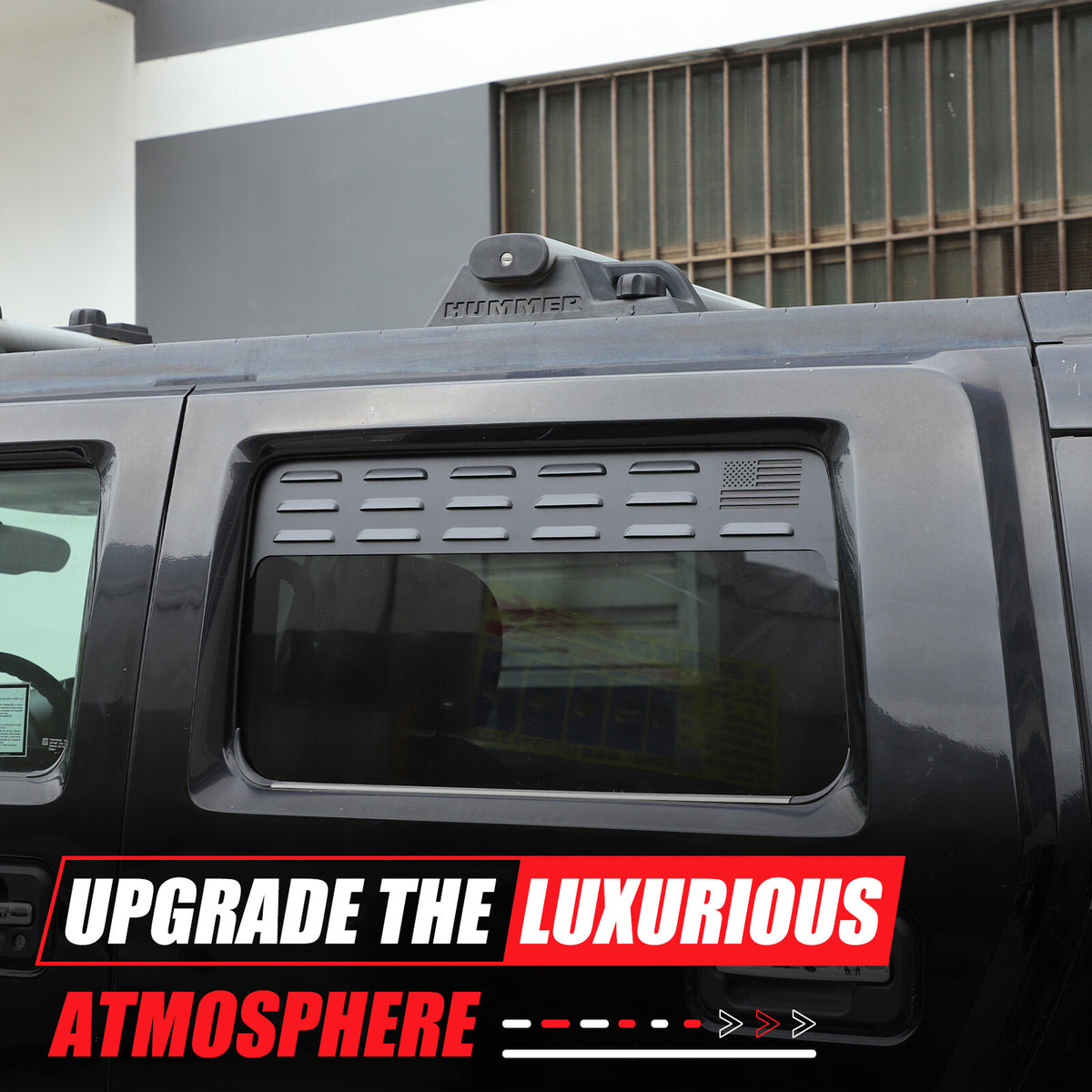 USA Flag Rear Window Vent Louver Shutter Cover Trim for Hummer H2 2003-2009 18