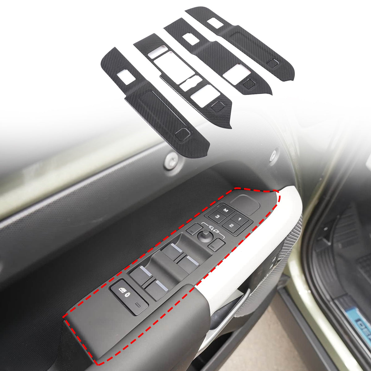 Real Carbon Fiber Window Lift Switch Trim For Land Rover Defender 110 L663 20-23 1