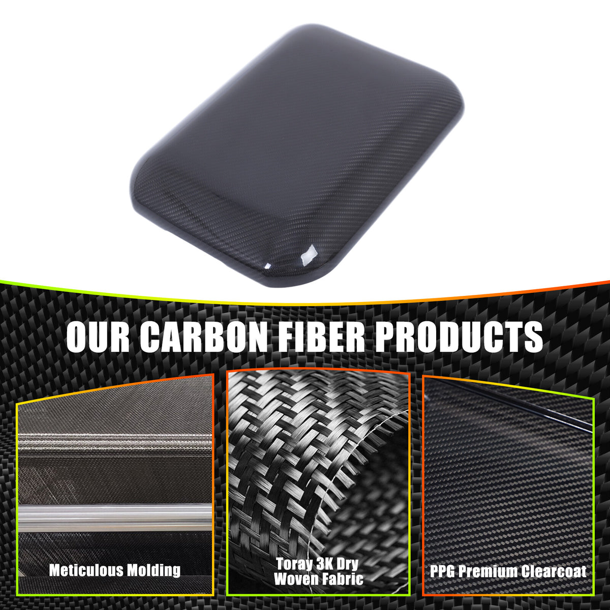 Real Carbon Fiber Center Armrest Box Trim For Toyota Land Cruiser LC250 24+ 17