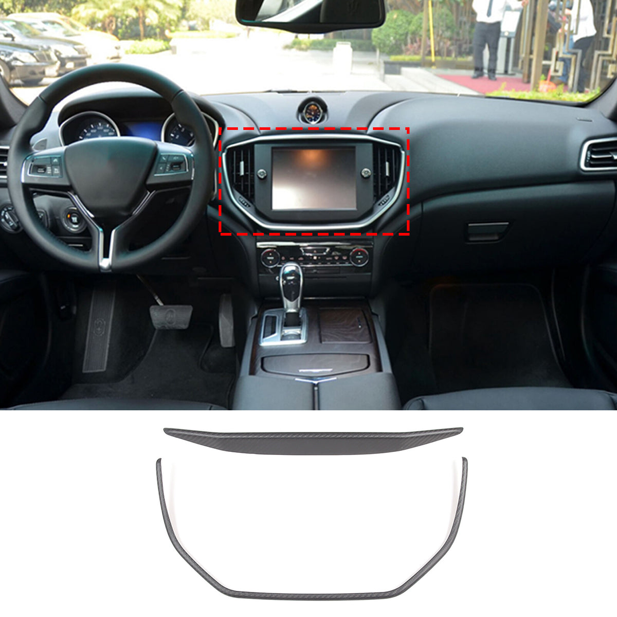 Matt Carbon fiber Center Console air outlet frame Trim For Maserati Ghibli 14-15 1
