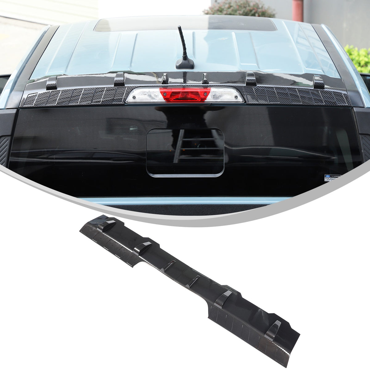 Carbon Fiber ABS Roof Rear Spoiler Trim Cover For Ford Maverick 2022+ 1