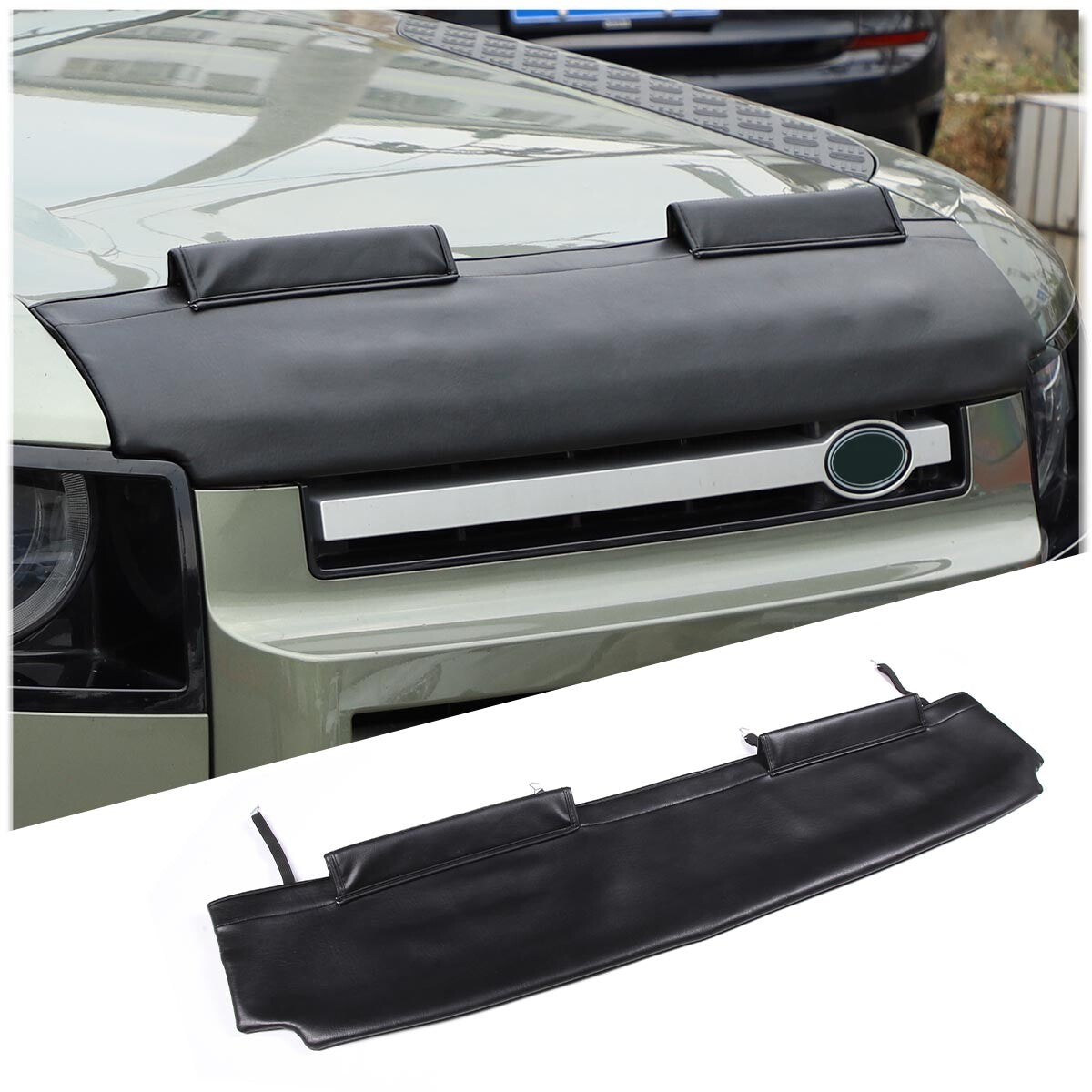 Black Car Bonnet Hood Bra Protector Mask Cover For Land Rover Defender 2020-2023 4