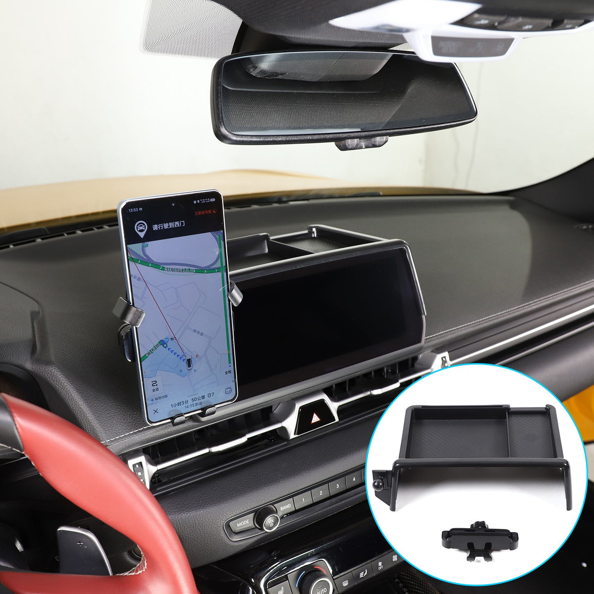 Center Console Screen Rear Phone Mount Storage Box For Toyota Supra A90 2019+ US 3