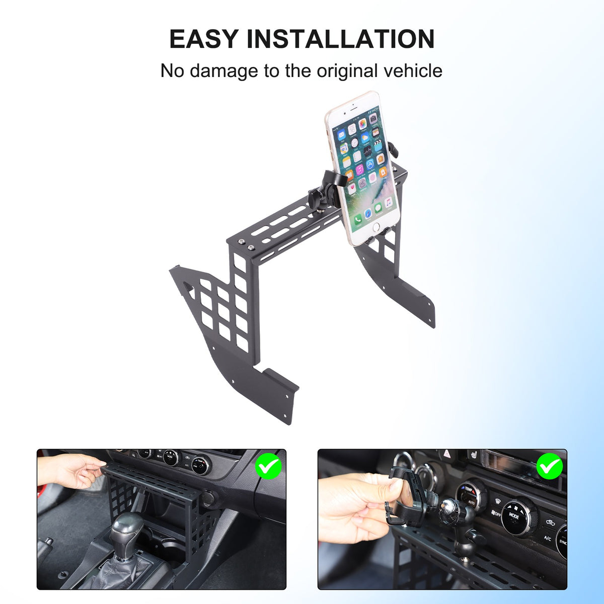 Center Multifunctional Expanding Phone Mount Bracket For Toyota Tacoma 2016-2022 6