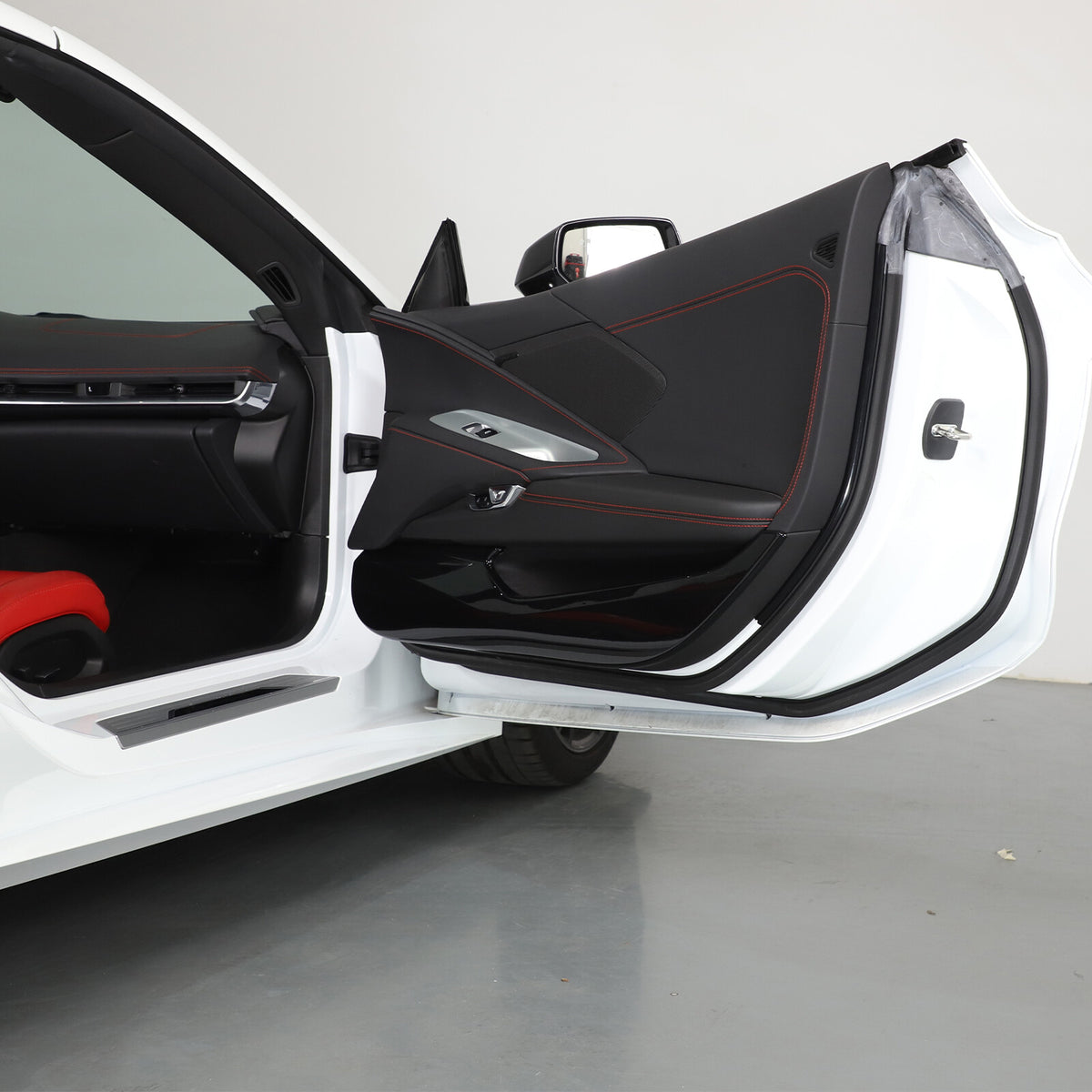 Glossy Piano Black ABS Interior Door Anti-Kick Panel Trim For Corvette C8 20+ US 19