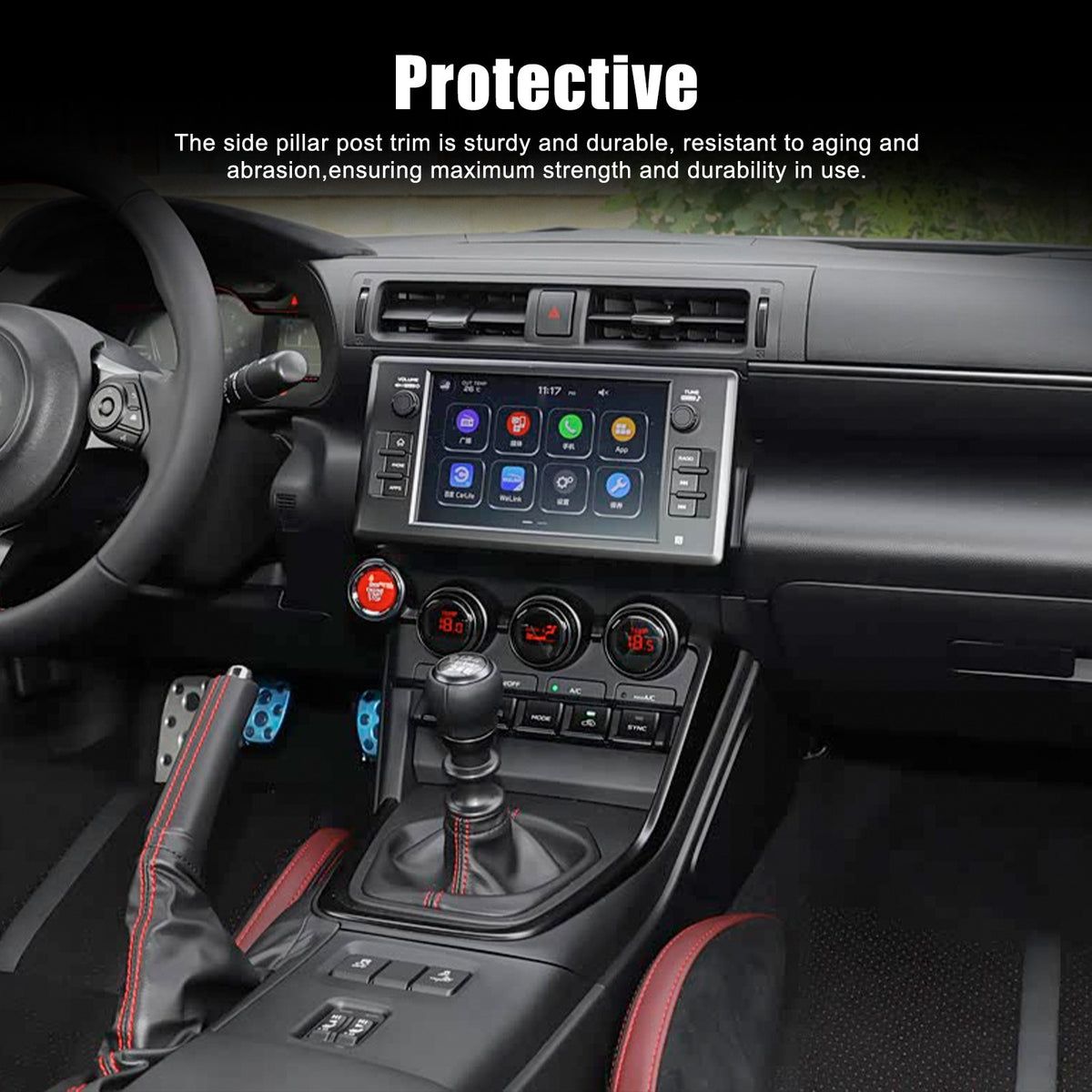 Matte Real Carbon Fiber Center Console Gear Frame For Subaru BRZ Toyota GR86 22+ 15