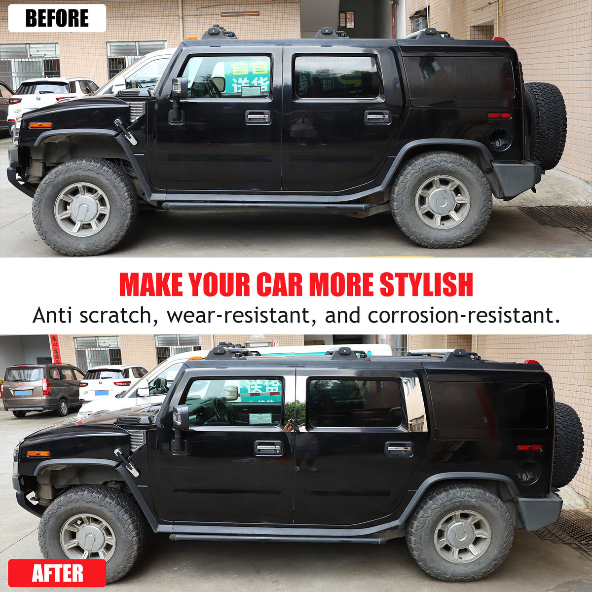Center Door Chrome Pillar Post Mirror Trim Set For Hummer H2 2003-2009 19
