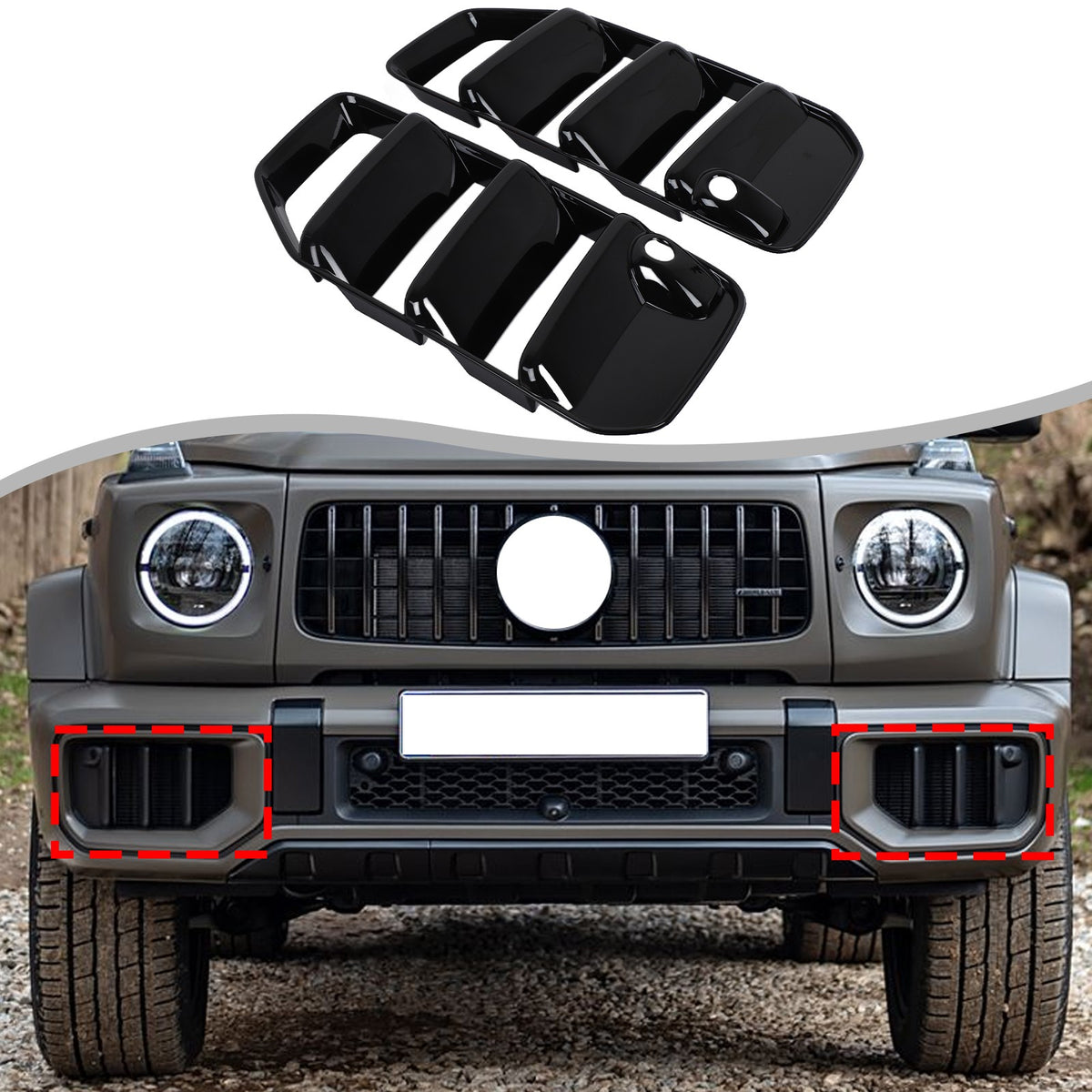 Piano Black Front Bumper Side Air Intake Grille Trim For Benz G G63 W465 25+ US 4