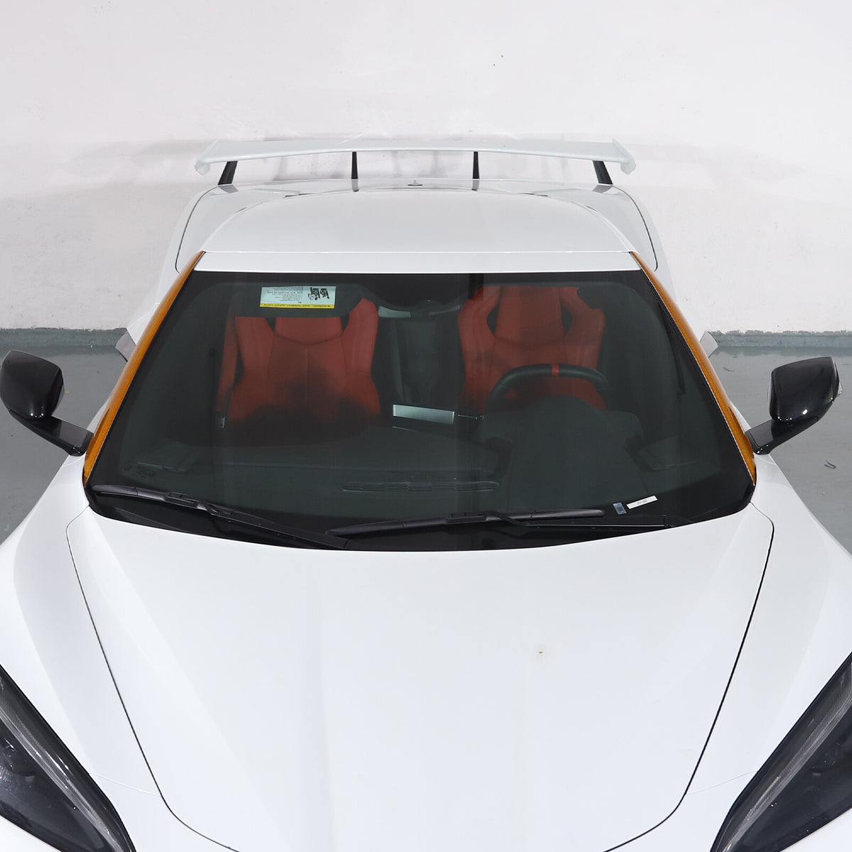 Yellow Carbon Fiber Front Window A Pillar Layover Trim For C8 Corvette 20-26 8
