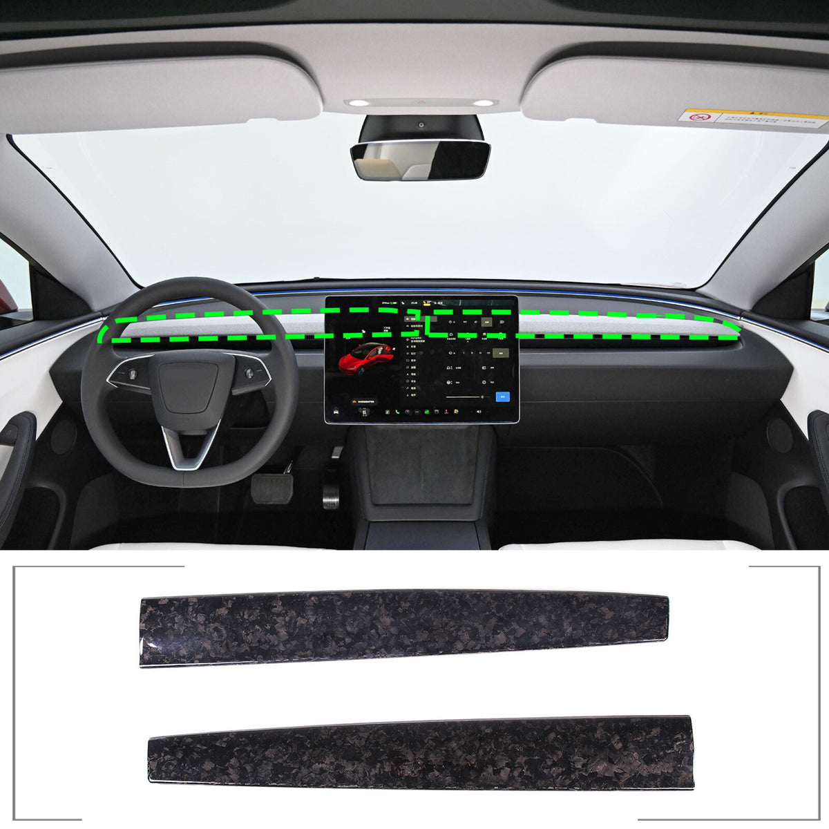 Forged Real Carbon Fiber Dashboard Panel Cover Trim For Tesla Model Y 3 2016-22 12