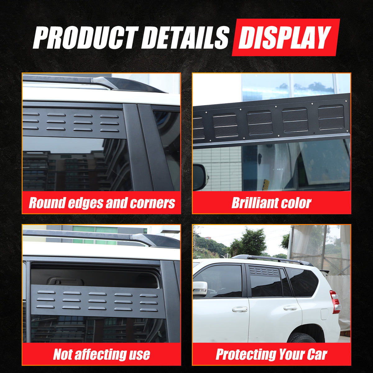 Front & Rear Window Glass Louver Air Vent Panel Trim For Lexus GX 2003-2009 16