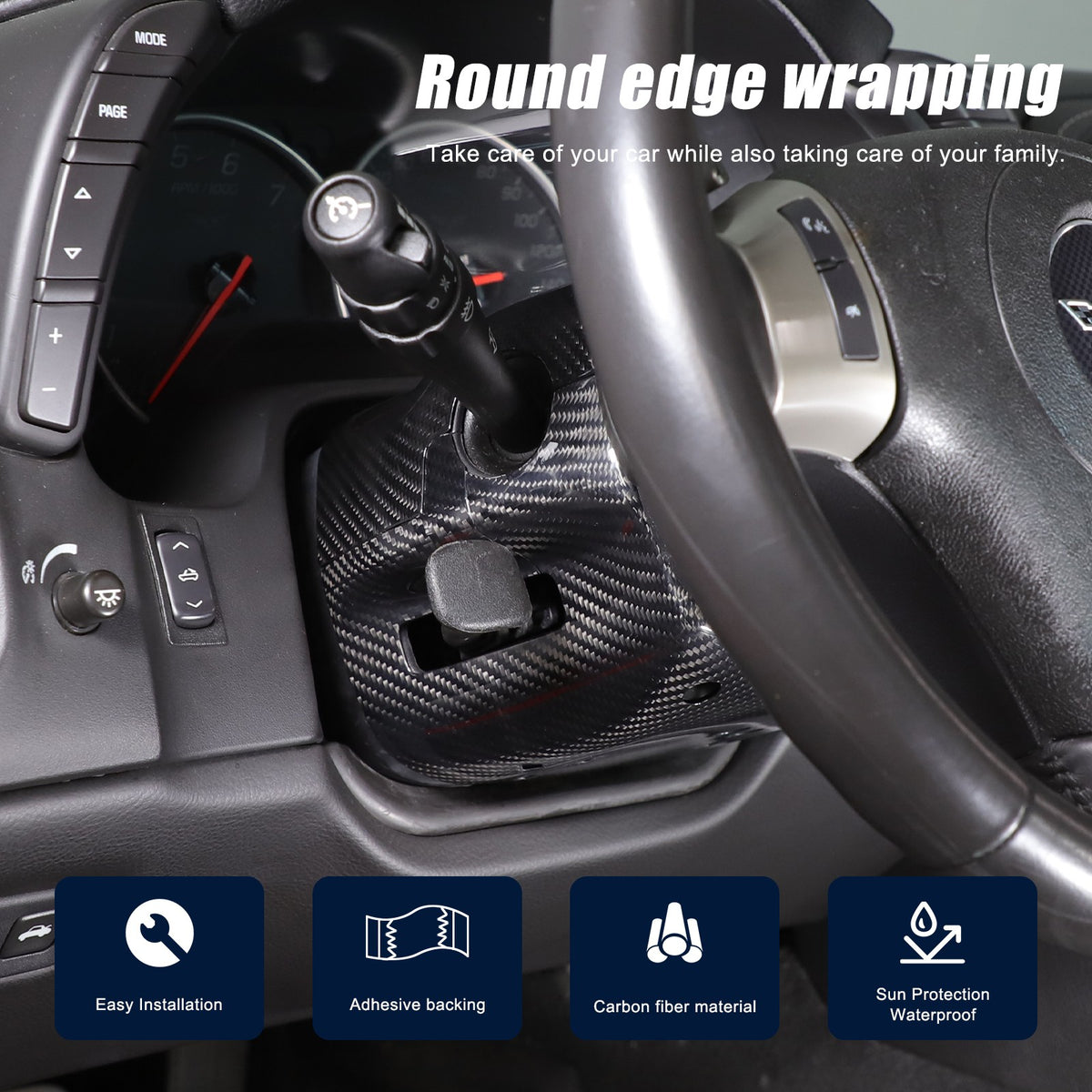 Real Dry Carbon Fiber Steering Wheel Base Lower Trim For Corvette C6 2005-2013 11