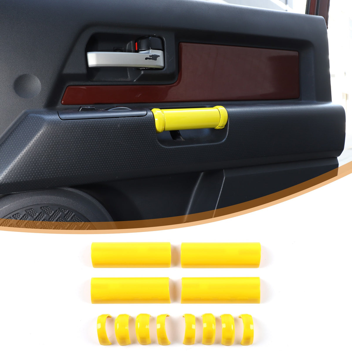 Yellow Interior Door Panel Handle Cover Trim For Toyota FJ Cruiser 2007-2021 US 14