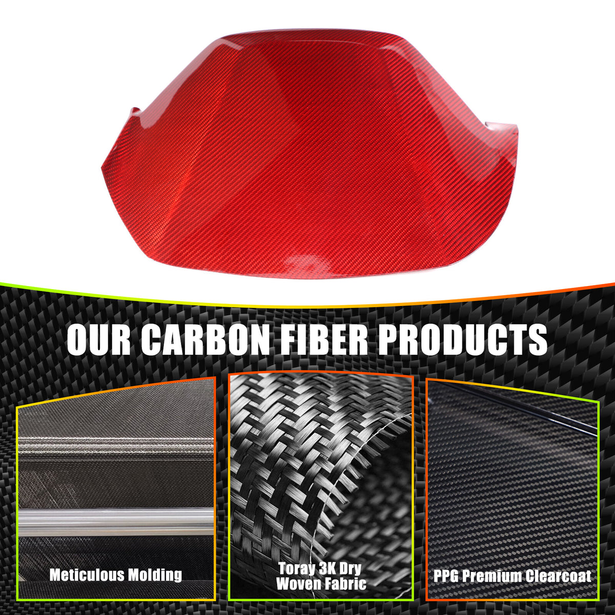 Red Real Carbon Fiber Dashboard Instrument Upper Trim For Subaru WRX VB 2022+ 14