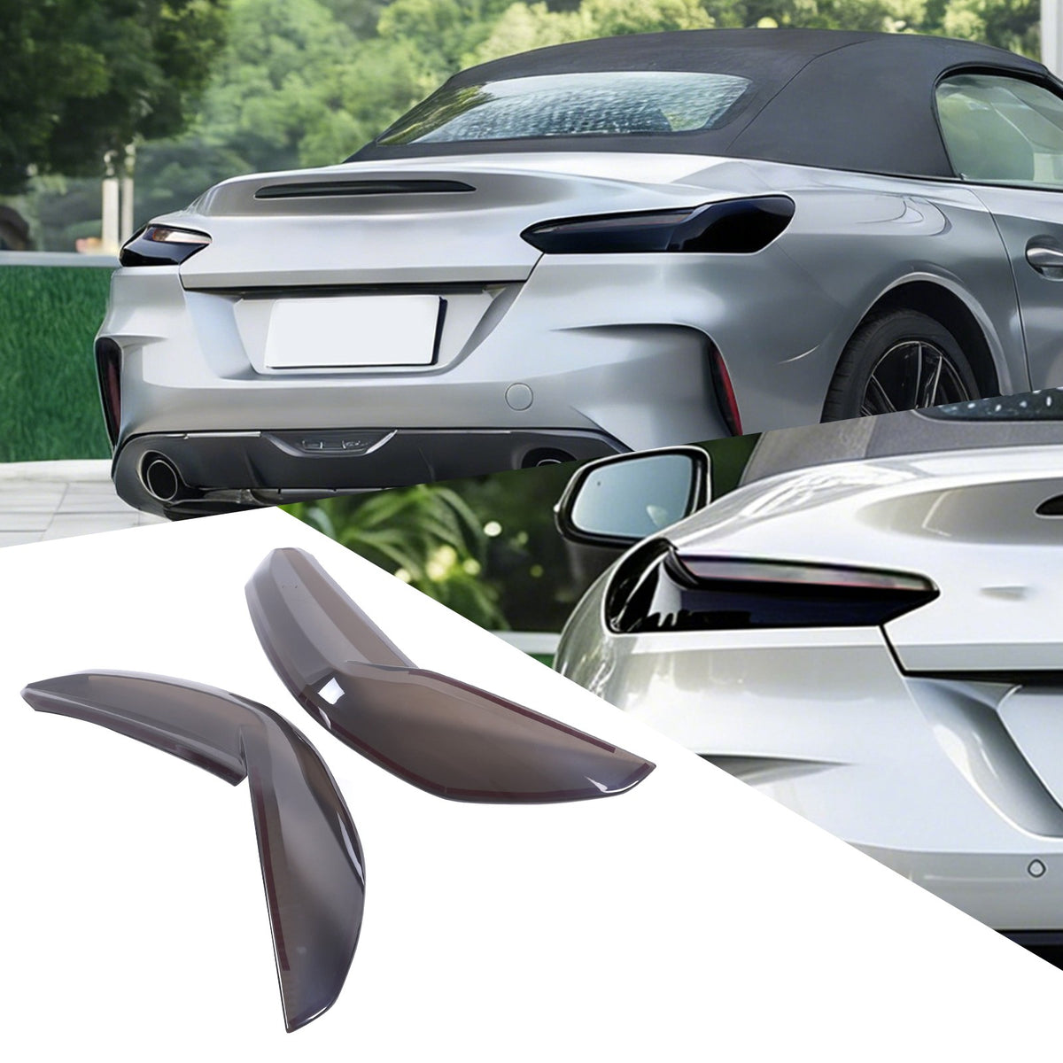 Smoked Black Rear Tail Light Guard Decor Cover Trim Bezels For BMW Z4 G29 2019+ 12