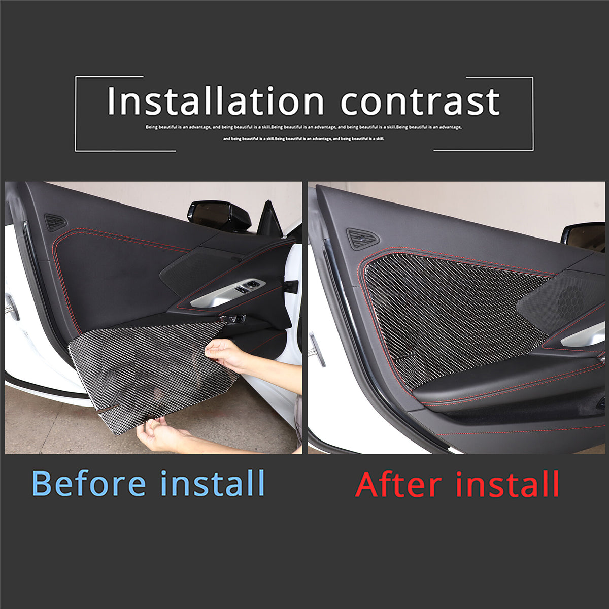 Carbon fiber Interior Door Large Panel Sticker Trim For Corvette C8 2020-2026 US 9