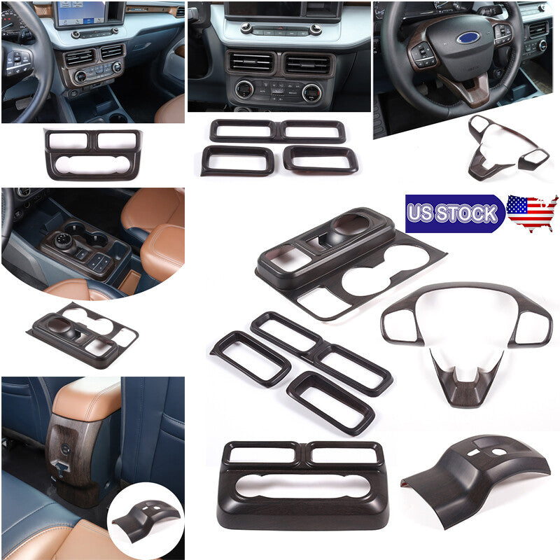 Oak Wood Grain Interior Decor Trim Cover Set Kit Fits Ford Maverick 2022-2024 1