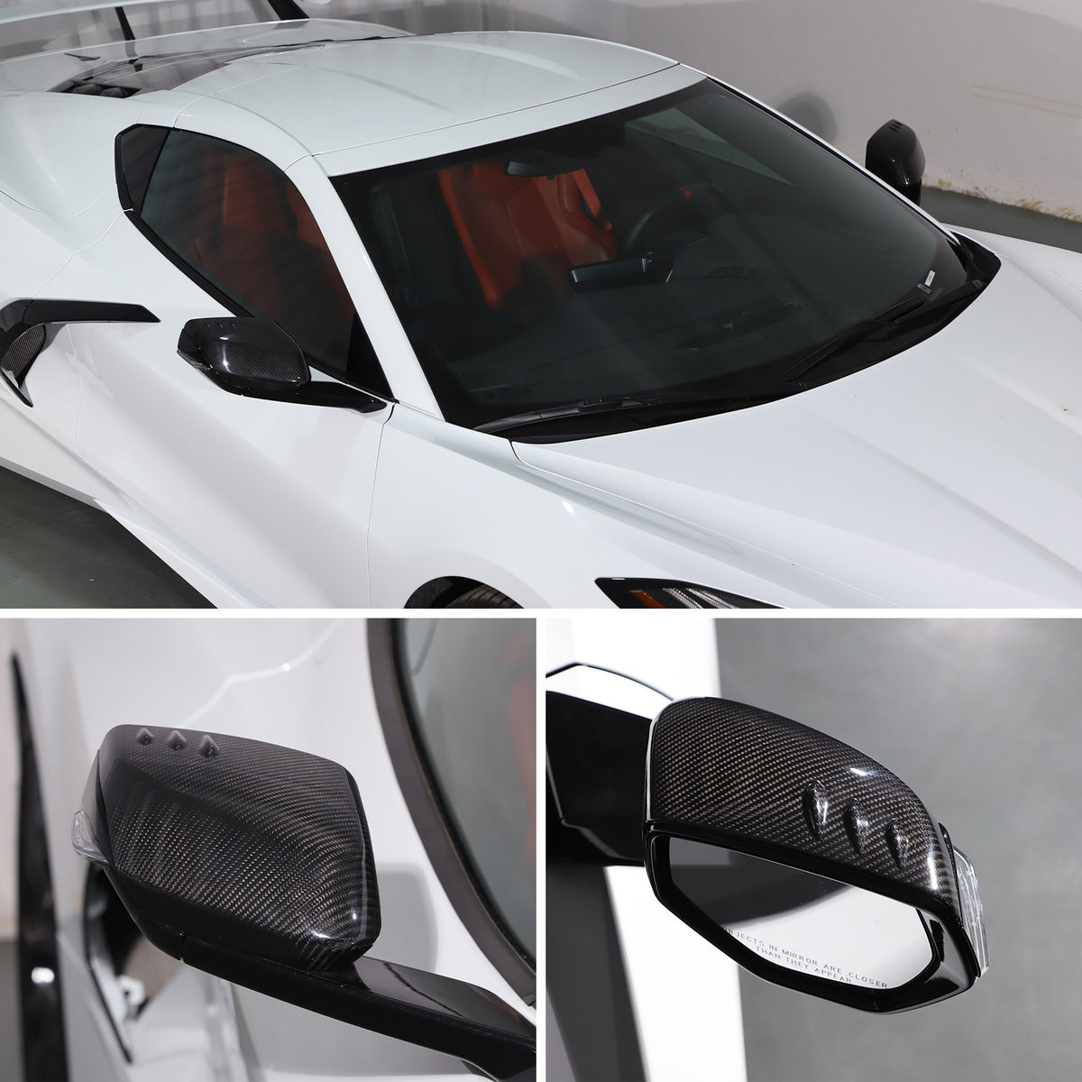 Real Carbon Fiber Side Mirror Air Duct Trim Cover For Corvette C8 2020+ 6
