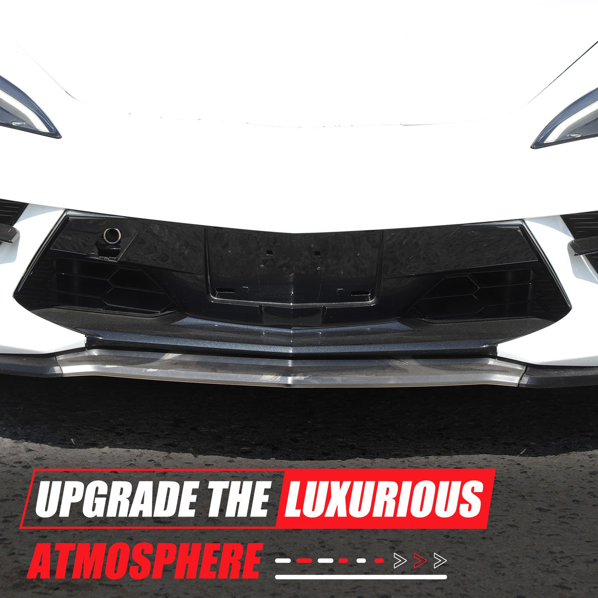 Red Stainless Steel Front Grille Insect Screen Trim For Corvette C8 2020+ 14