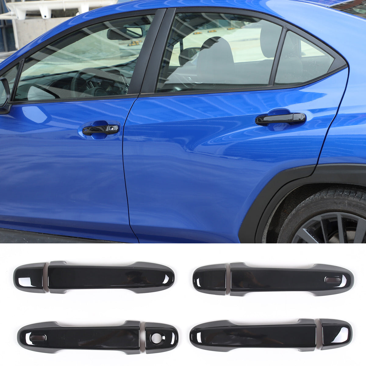 Glossy Piano Black Exterior Door Handle Window Louver Trim For Subaru WRX 22-25 45