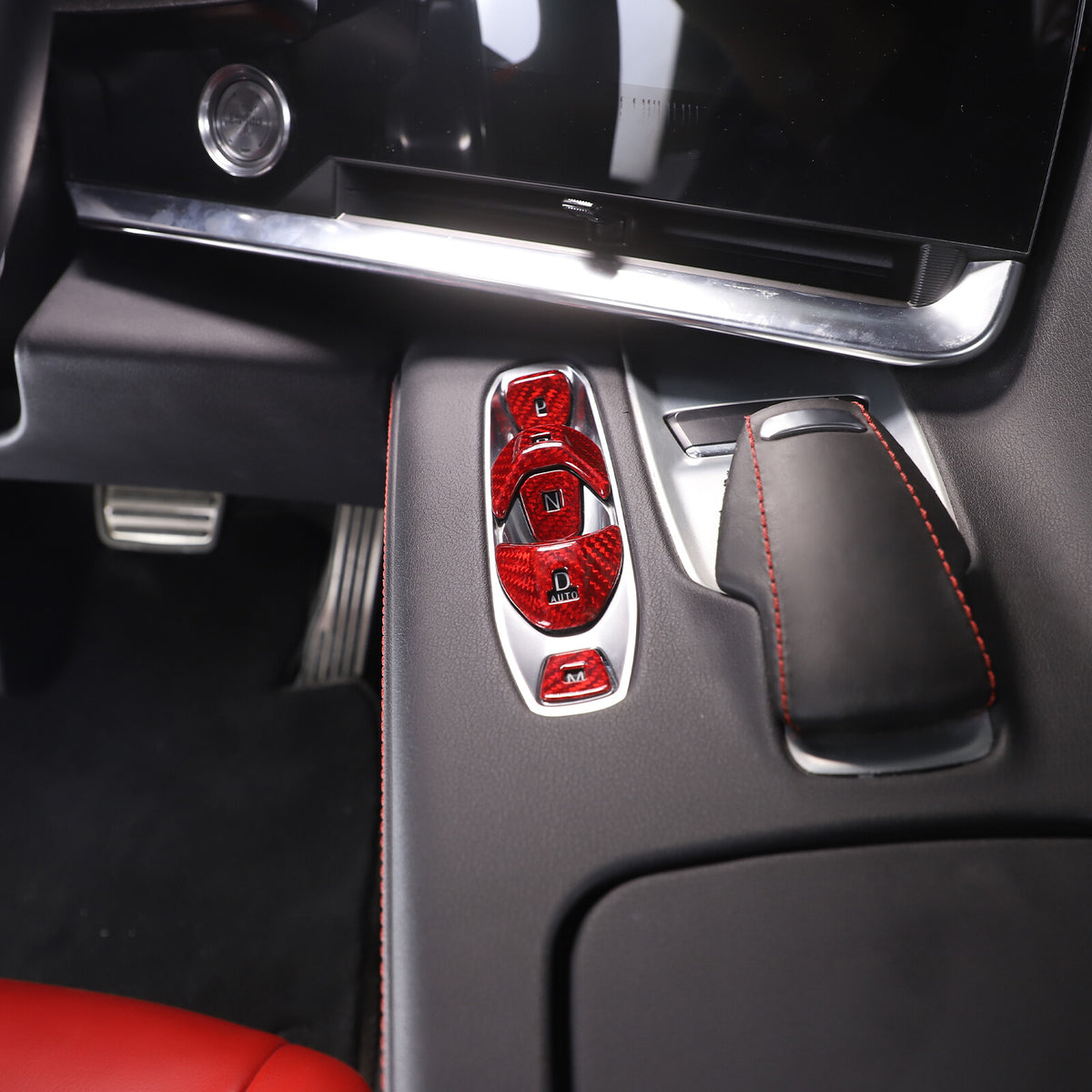 Red Real Carbon Fiber Full Interior Set Decor Trim Kit for Corvette C8 20-25 - Styles 36-40 53