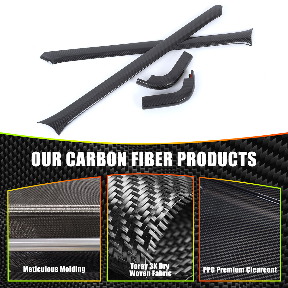 Real Carbon Fiber A-Pillar Trim Cover For Benz G-Class G500 W465 2025+ US 19