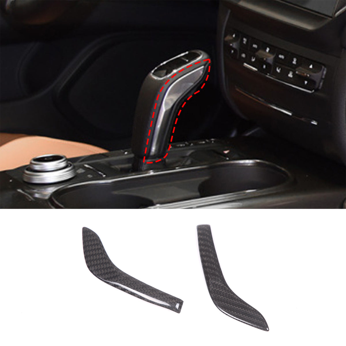 Real Carbon Fiber Gear Shift Knob Head Side Trim Cover For Maserati Ghibli 19-23 5