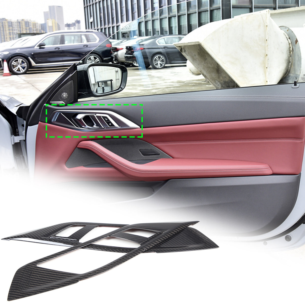 Real Carbon Fiber Inner Door Handle Frame Cover Trim For BMW 4 430i M 2022+ 12