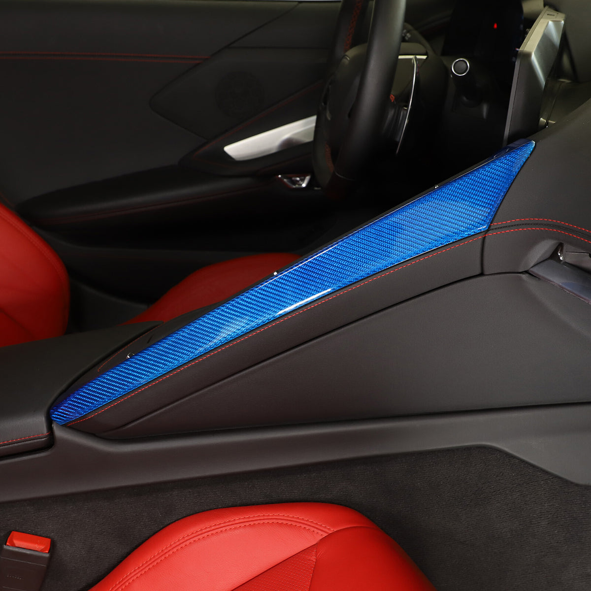 Blue Real Carbon Fiber Full Interior Set Decor Trim Kit for Corvette C8 20-25 - Variants 6-10 43