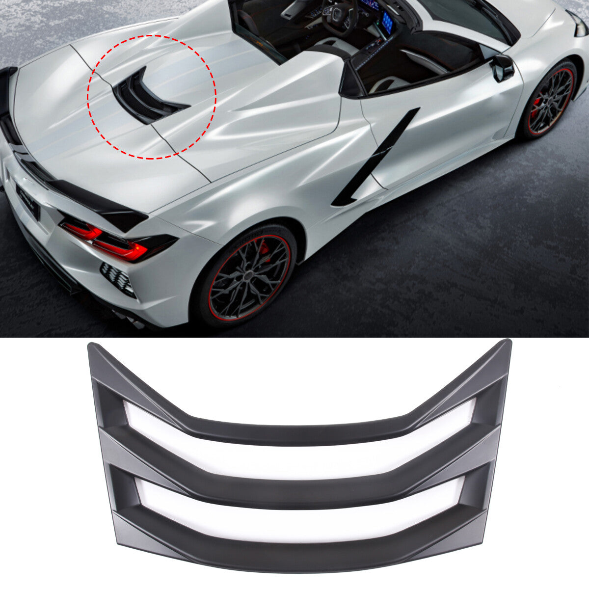 For Corvette C8 Convertible Z51 Z06 Z07 20+ Rear Engine Hood Air Vent Cover Trim 2