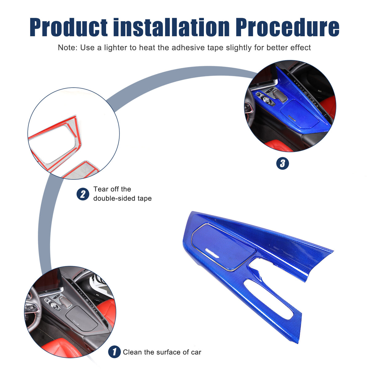 Blue Real Carbon Fiber Full Interior Set Decor Trim Kit for Corvette C8 20-25 - Variants 16-20 26