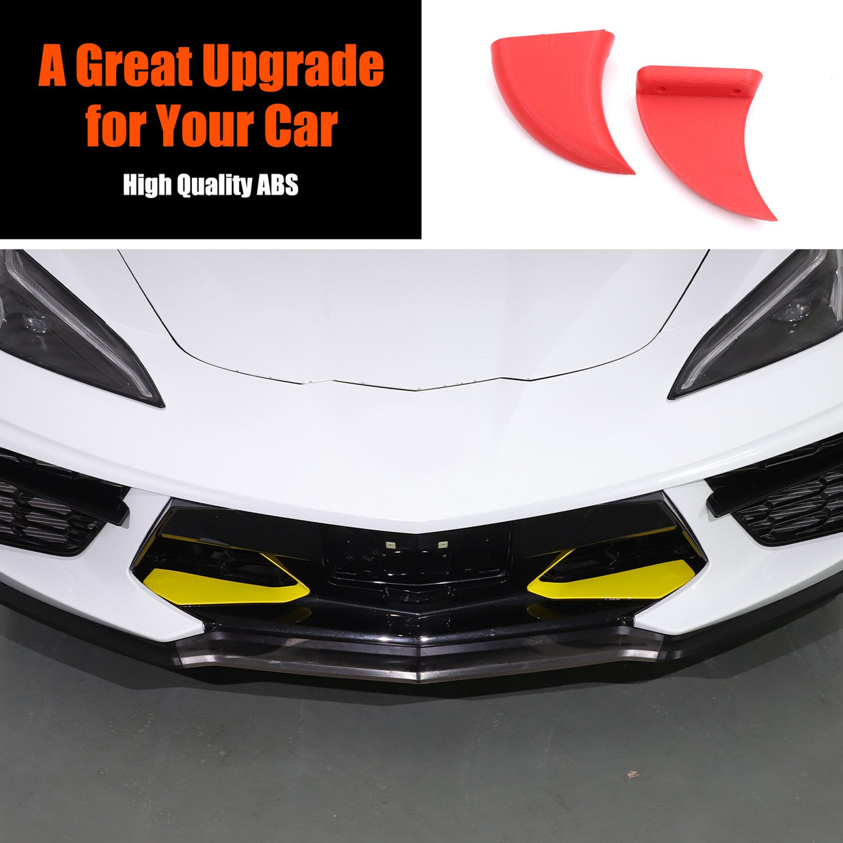 Yellow ABS Front Bumper Middle Grille Trim Cover For Corvette C8 2020+ 16