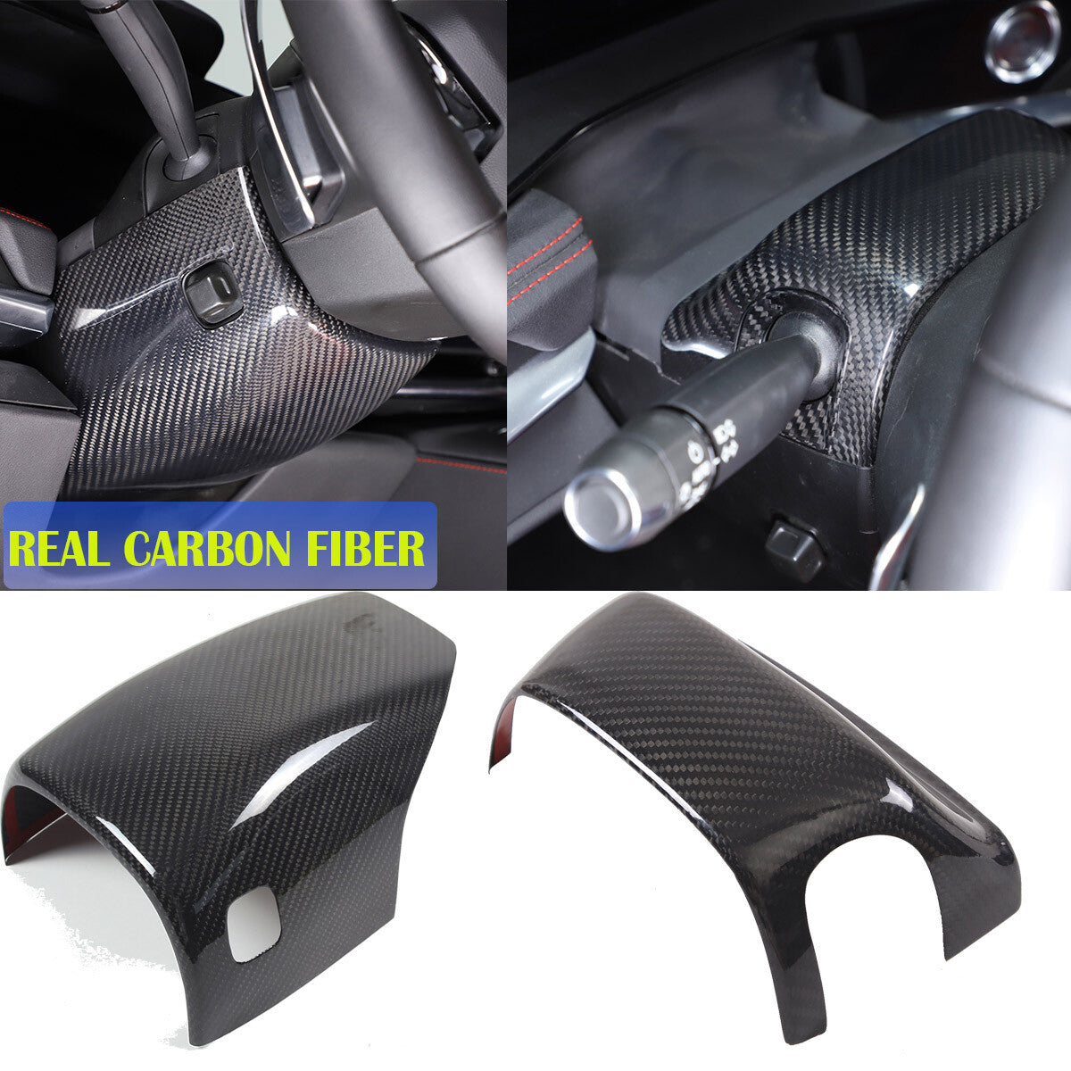 Real Carbon fiber Steering Wheel Upper & Lower Base Cover For Corvette C8 20-26 1