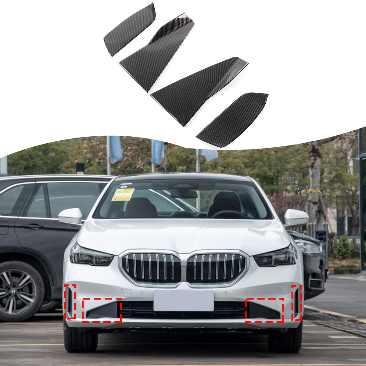 ABS Carbon Fiber Front Side Vent Fender Cover Trim For BMW 5 Series G60 i5 2024+ 3
