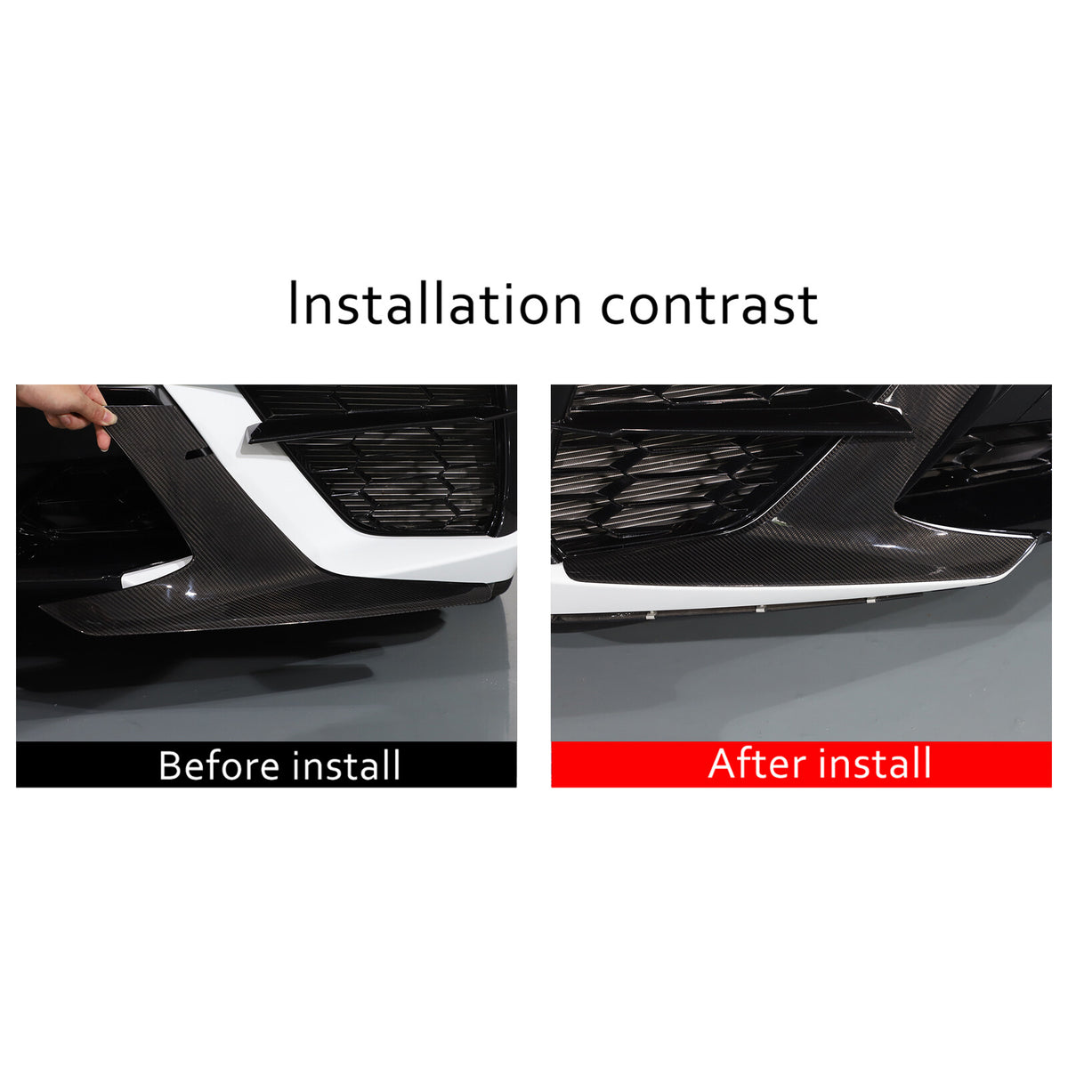 Dry Carbon Car Front Bumper Side Grille Trim Cover For Corvette C8 Z51 2020-2026 4