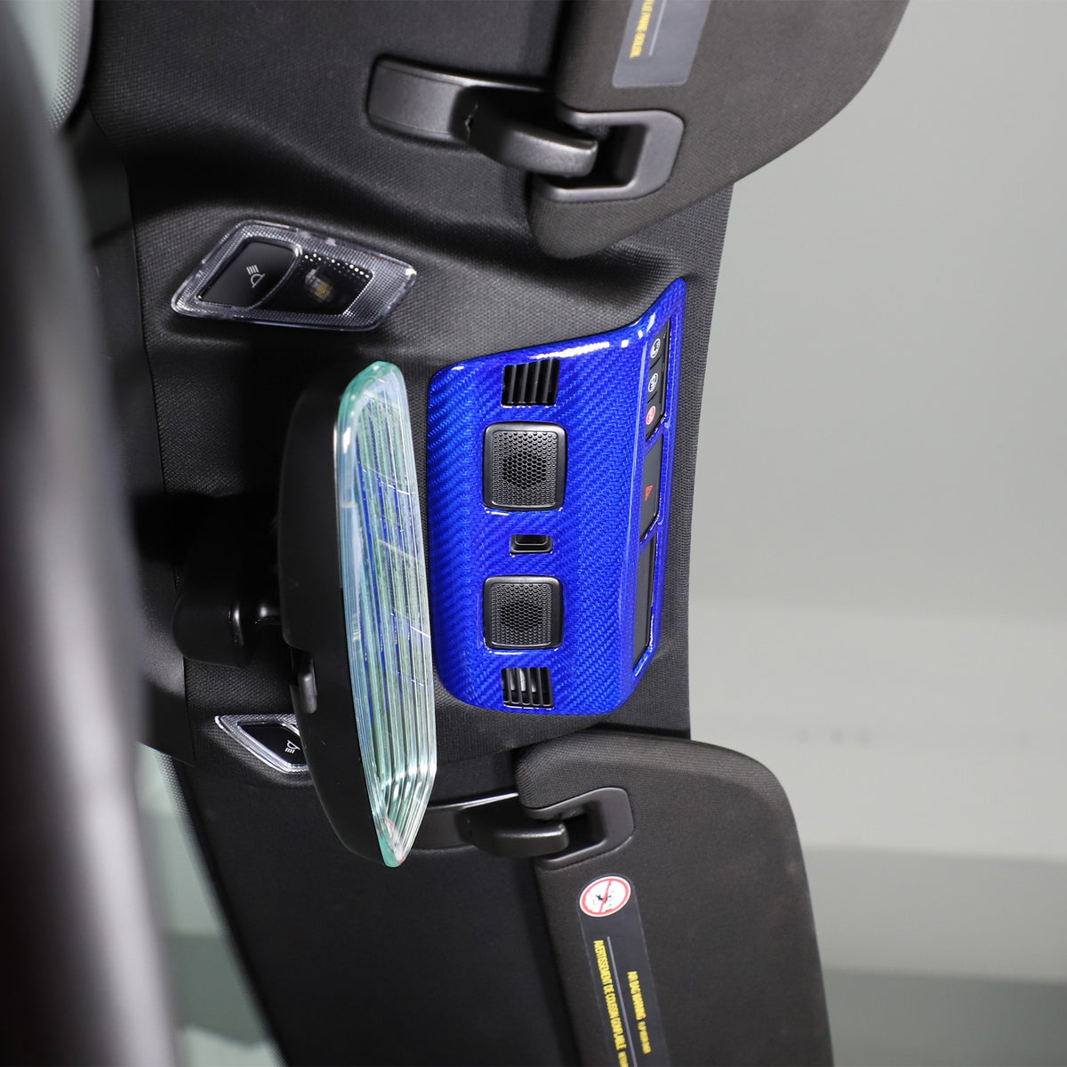 Blue Real Carbon Fiber Roof Reading Light Trim For Corvette C8 2020+ 13