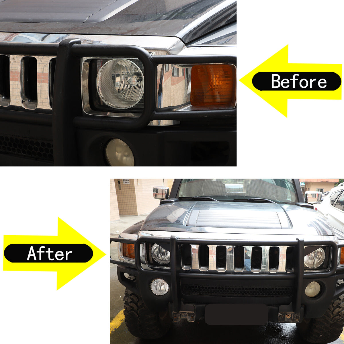 Front Light Headlight Lamp Angry Eyes Trim Cover For Hummer H3 2005-2009 17