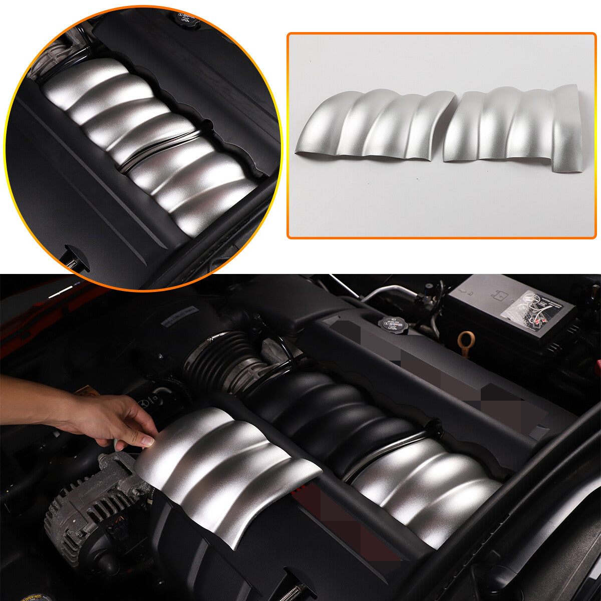 Silver Aluminum Alloy Intake Manifold Cover Engine Part For Corvette C6 05-13 US 1