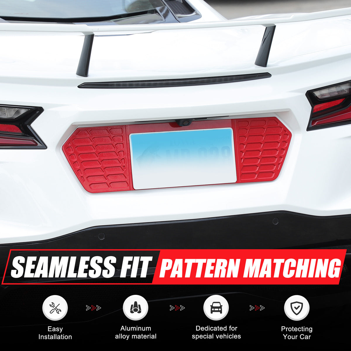Aluminum Alloy Exterior Hood Engine License Plate Trim For Corvette C8 2020+ US - Variants 11-15 39