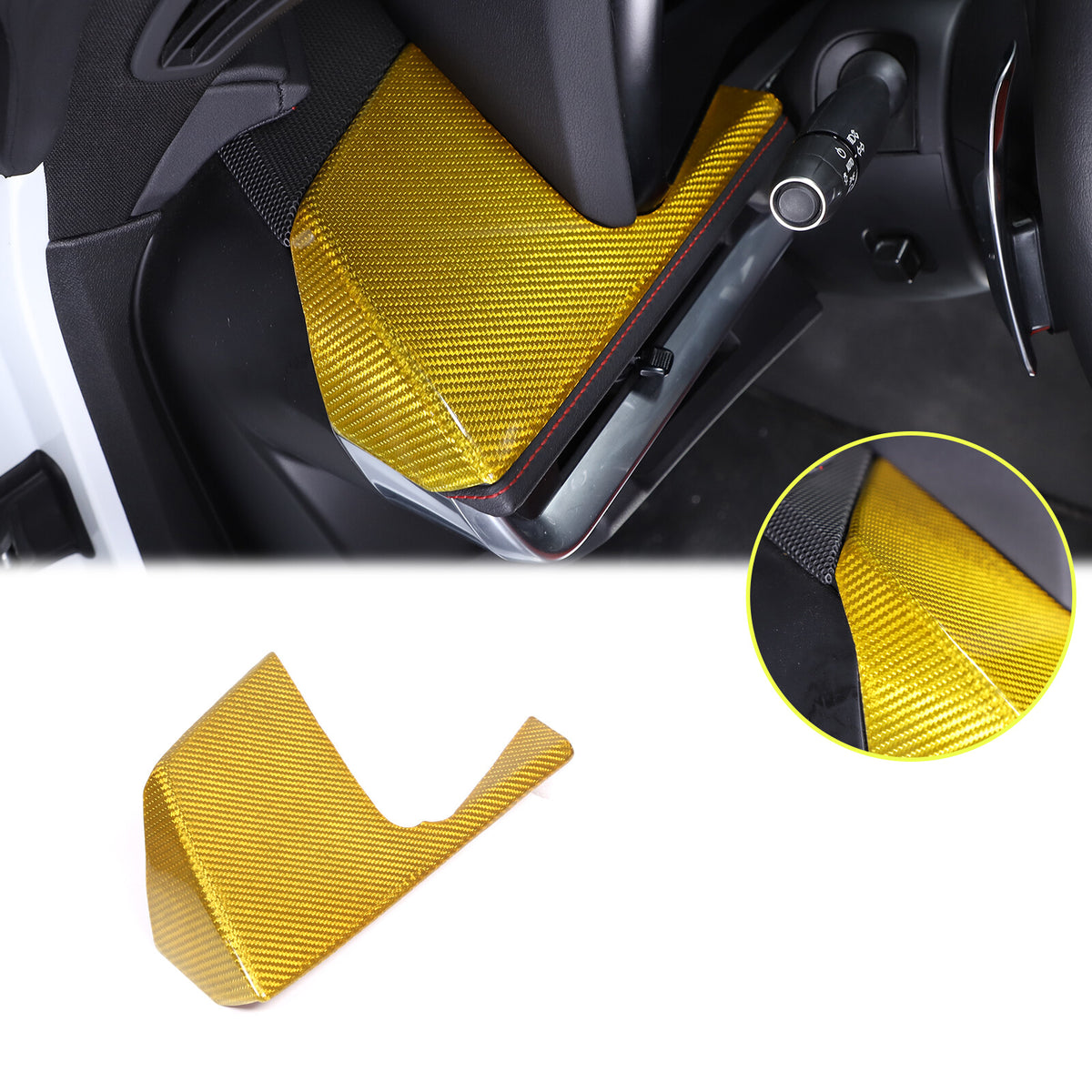 Yellow Carbon Fiber Car Driver Side Dashboard Cover Trim For Corvette C8 20-25 2