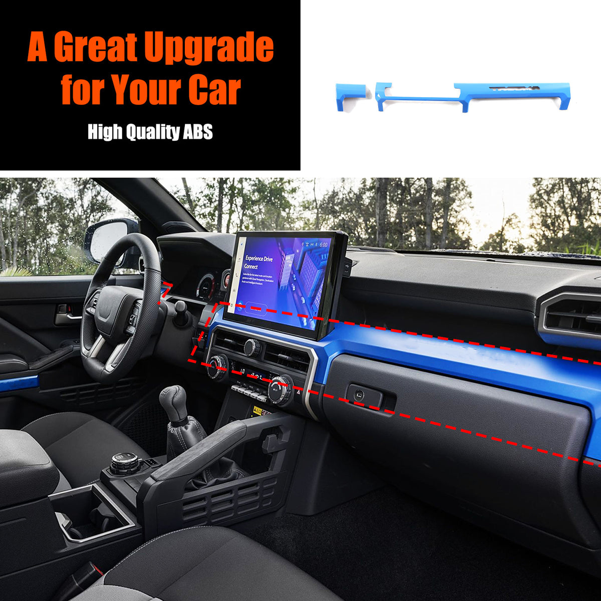 Blue ABS Console Center Dashboard Cover Trim For Toyota Tacoma SR SR5 2024-2025 16