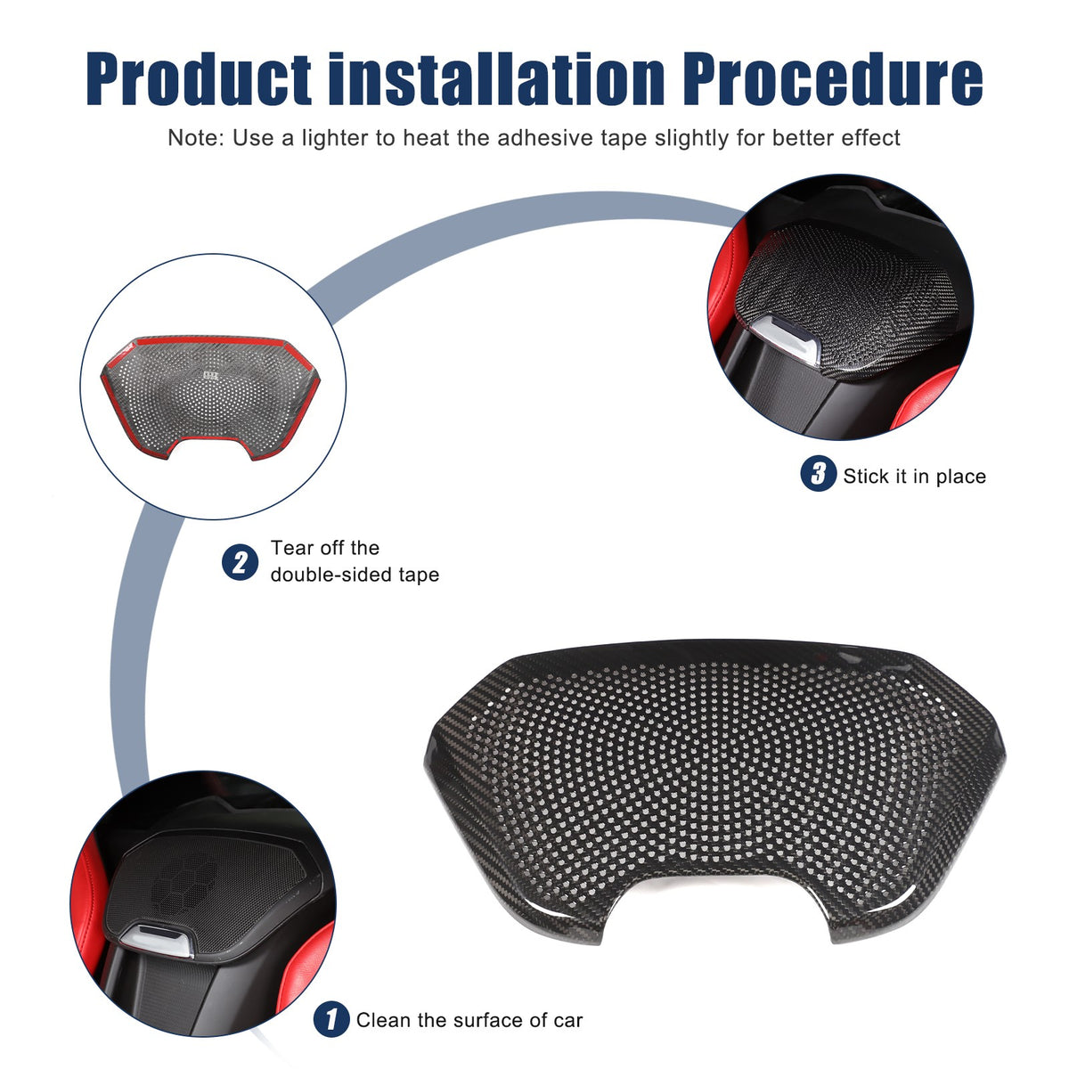Real Carbon Fiber Rear Seat Single Speaker Grill Trim For Corvette C8 1LT 2020+ 2